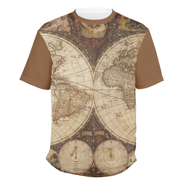 Custom Vintage World Map Men's Crew T-Shirt - 2X Large