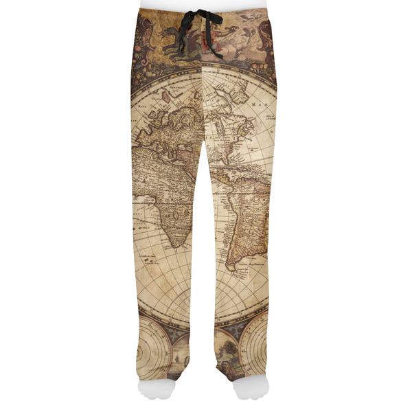 Vintage World Map Men's Pjs Front - on model