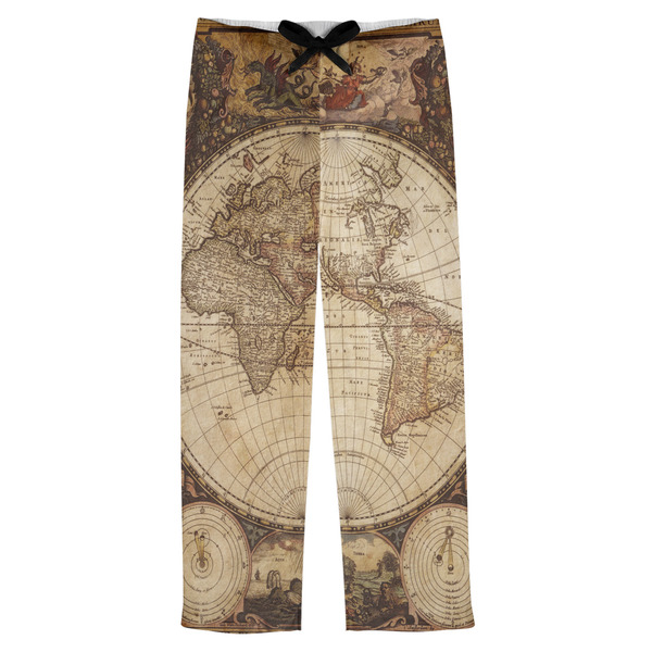 Custom Vintage World Map Mens Pajama Pants - 2XL