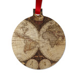 Vintage World Map Metal Ball Ornament - Double Sided