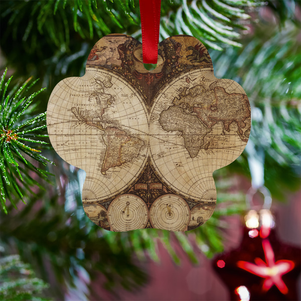 Vintage World Map Metal Paw Ornament - Lifestyle