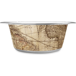Vintage World Map Stainless Steel Dog Bowl - Medium