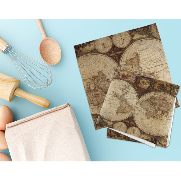 Vintage World Map Microfiber Dish Rag - LIFESTYLE