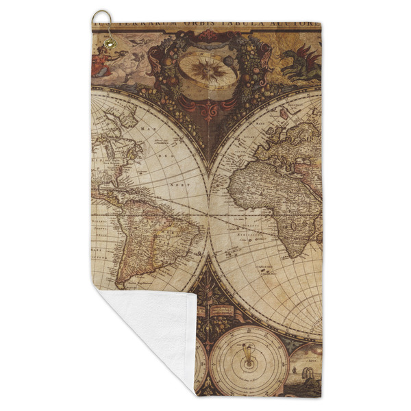Vintage World Map Microfiber Golf Towels - FOLD