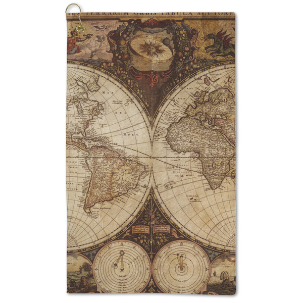 Custom Vintage World Map Microfiber Golf Towel - Large