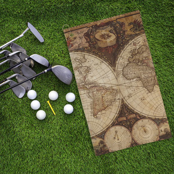 Vintage World Map Microfiber Golf Towels - LIFESTYLE