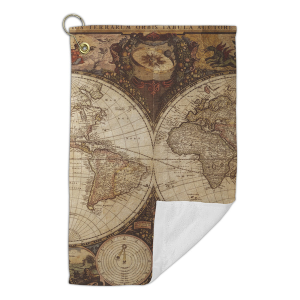 Vintage World Map Microfiber Golf Towels Small - FRONT FOLDED
