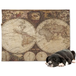 Vintage World Map Dog Blanket - Large