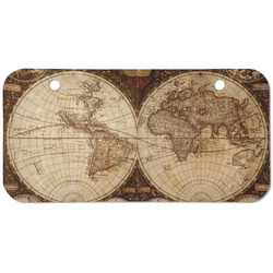 Vintage World Map Mini/Bicycle License Plate (2 Holes)