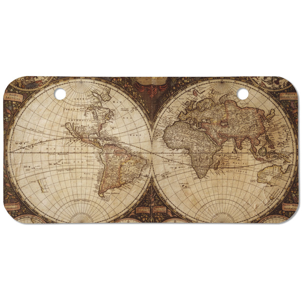 Custom Vintage World Map Mini/Bicycle License Plate (2 Holes)
