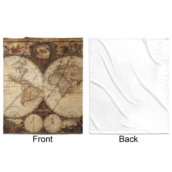 Vintage World Map Minky Blanket - 50"x60" - Single Sided - Front & Back