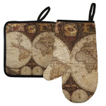 Vintage World Map Left Oven Mitt & Pot Holder Set
