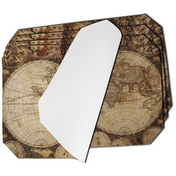 Vintage World Map Dining Table Mat - Octagon - Set of 4 (Single-Sided)