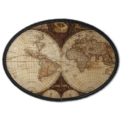 Vintage World Map Iron On Oval Patch