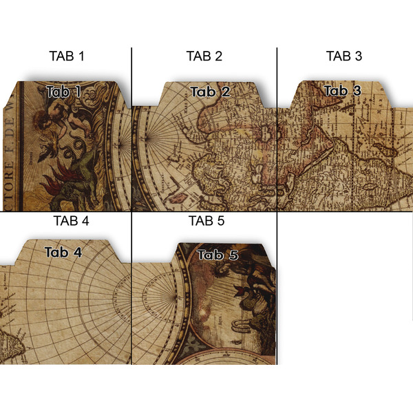 Vintage World Map Page Dividers - Set of 5 - Approval
