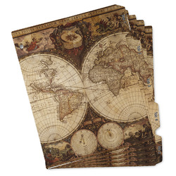 Vintage World Map Binder Tab Divider Set