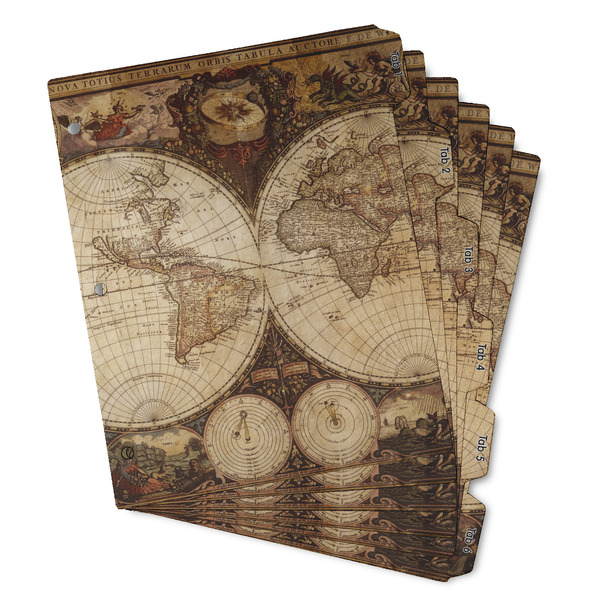 Vintage World Map Page Dividers - Set of 6 - Main/Front