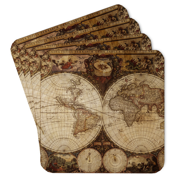 Custom Vintage World Map Paper Coasters