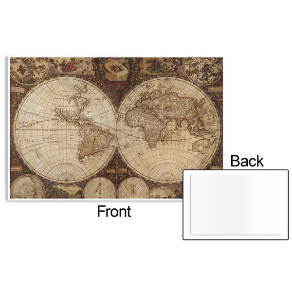 Vintage World Map Disposable Paper Placemat - Front & Back