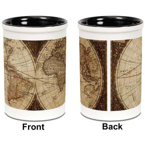 Vintage World Map Pencil Holder - Black - approval