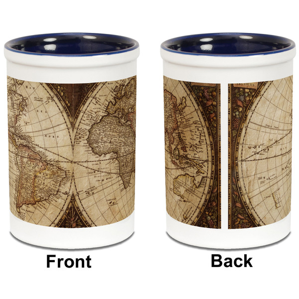 Vintage World Map Pencil Holder - Blue - approval