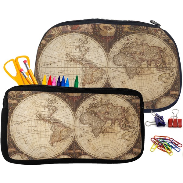 Vintage World Map Pencil / School Supplies Bags Small and Medium