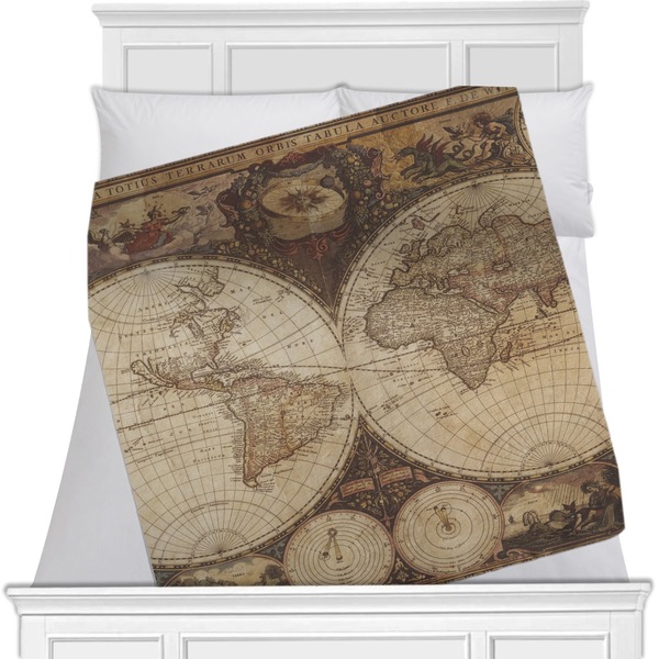 Custom Vintage World Map Minky Blanket