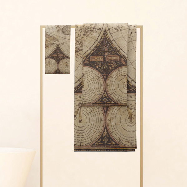 Vintage World Map Personalized Towel Set