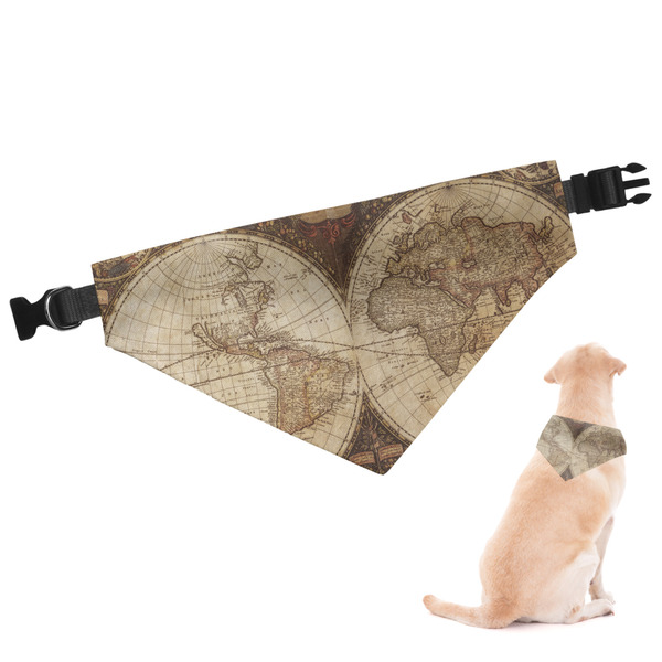 Custom Vintage World Map Dog Bandana - Large