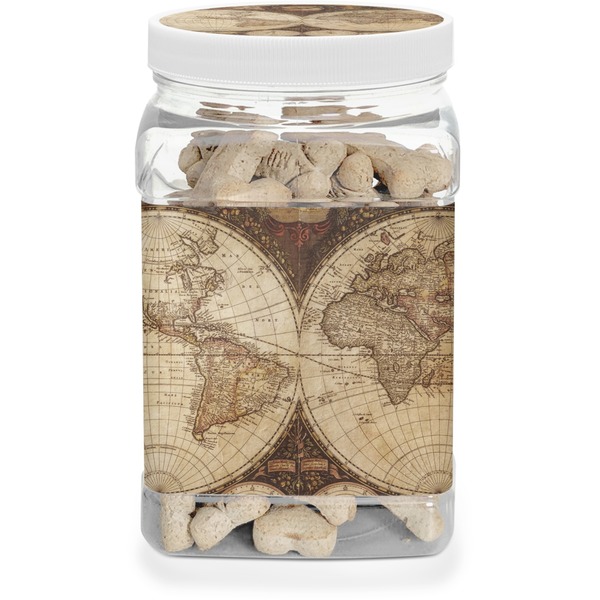Custom Vintage World Map Dog Treat Jar