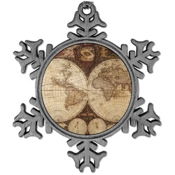 Vintage World Map Vintage Snowflake Ornament
