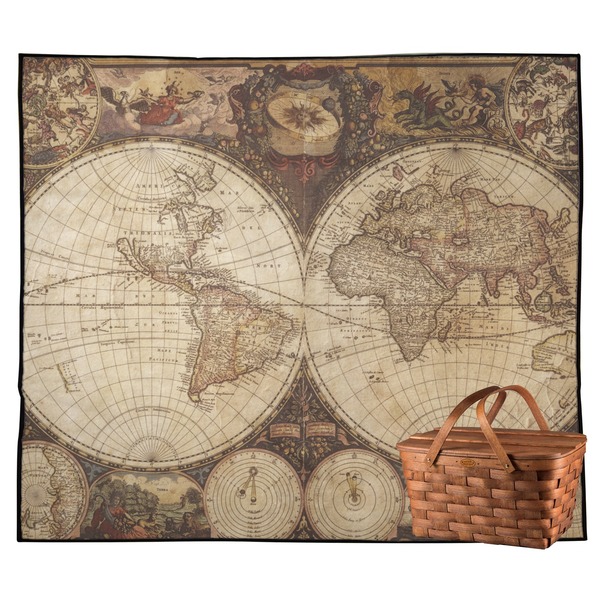 Custom Vintage World Map Outdoor Picnic Blanket