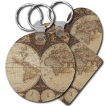 Vintage World Map Plastic Keychain