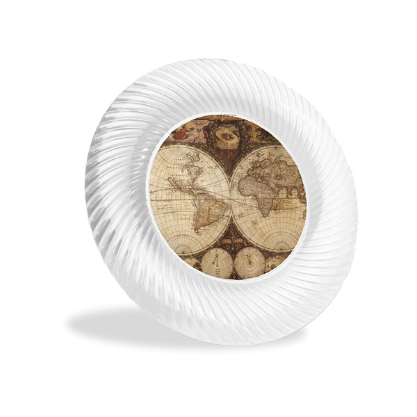 Custom Vintage World Map Plastic Party Appetizer & Dessert Plates - 6"