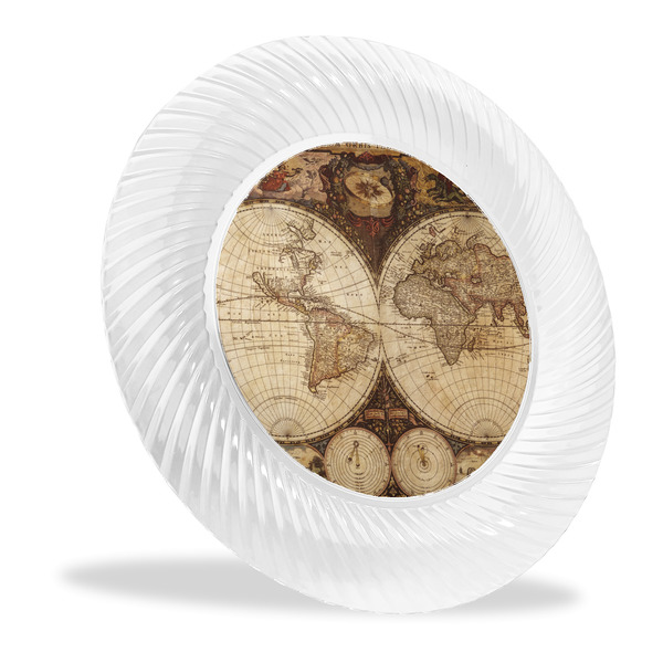 Custom Vintage World Map Plastic Party Dinner Plates - 10"