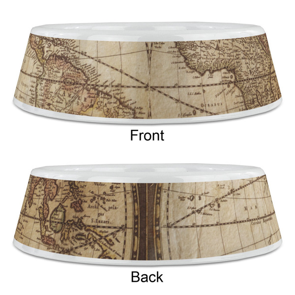 Vintage World Map Plastic Pet Bowls - Large - APPROVAL