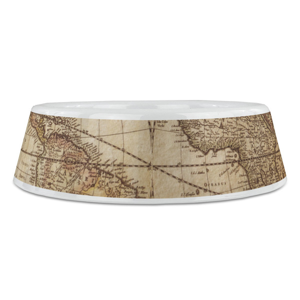 Vintage World Map Plastic Pet Bowls - Large - FRONT