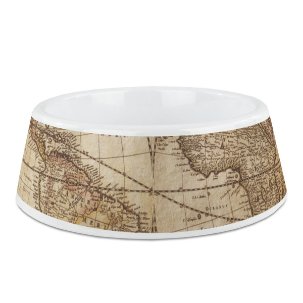 Custom Vintage World Map Plastic Dog Bowl