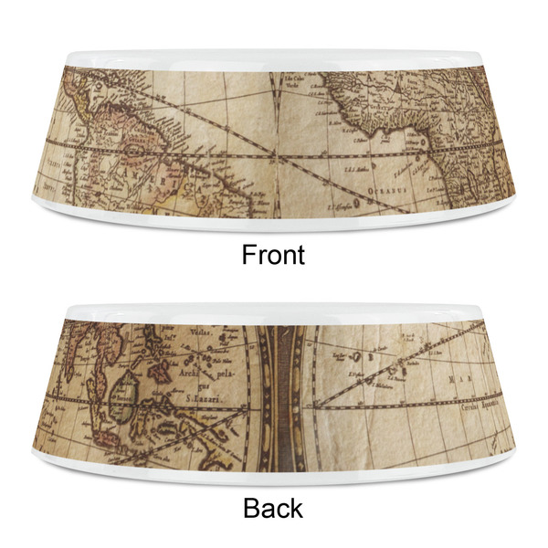 Vintage World Map Plastic Pet Bowls - Small - APPROVAL
