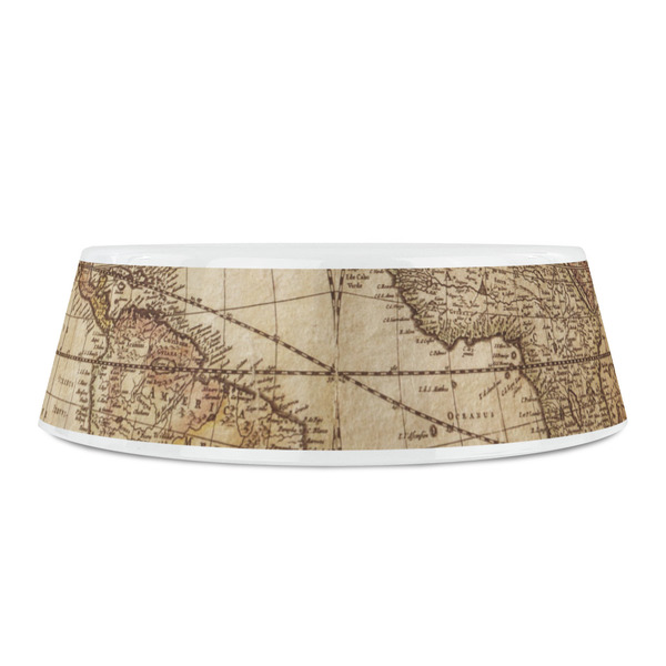 Vintage World Map Plastic Pet Bowls - Small - FRONT