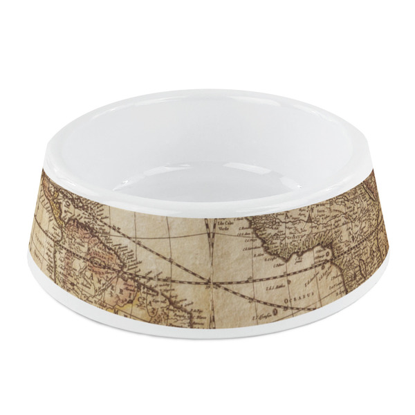 Custom Vintage World Map Plastic Dog Bowl - Small