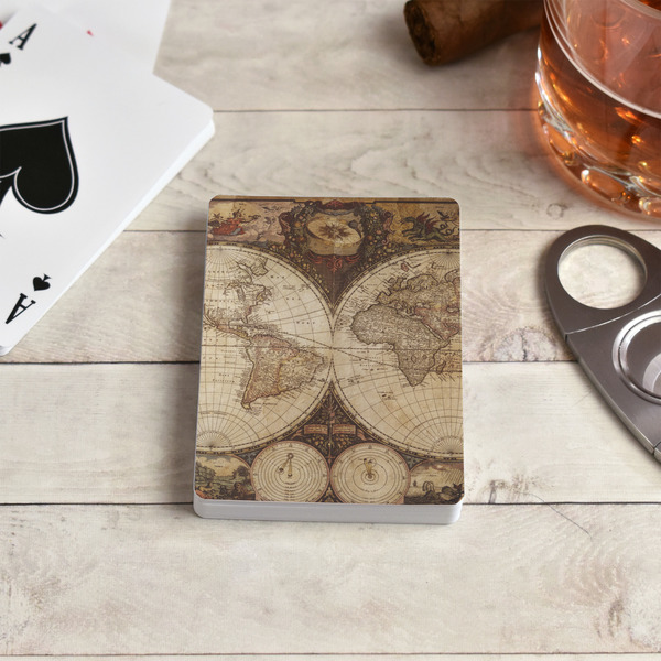 Vintage World Map Playing Cards - In Context