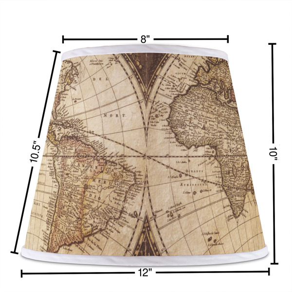 Vintage World Map Poly Film Empire Lampshade - Dimensions