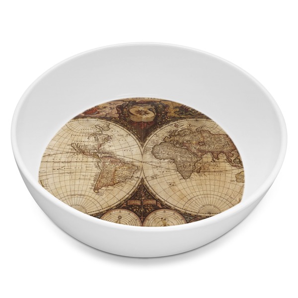 Custom Vintage World Map Melamine Bowl - 8 oz
