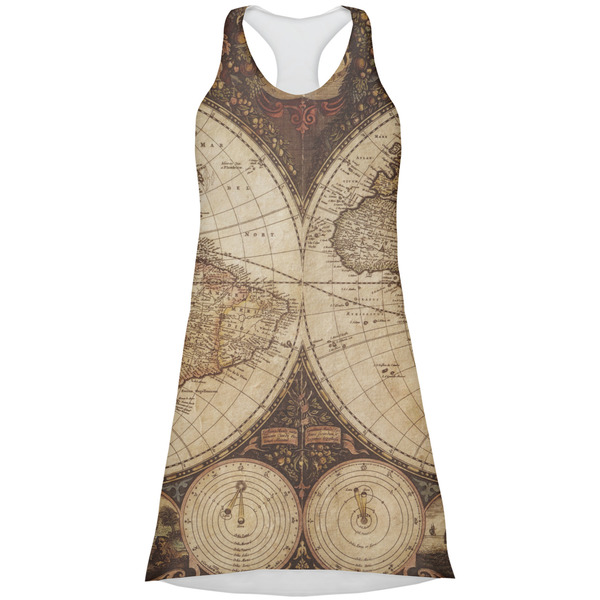 Custom Vintage World Map Racerback Dress - X Small