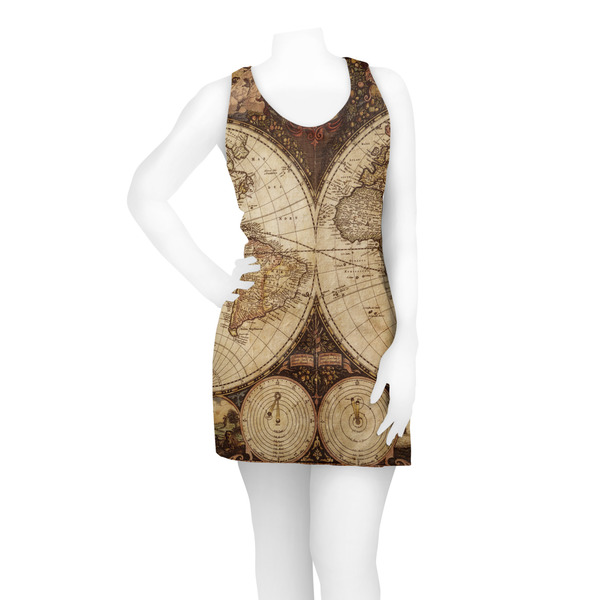 Vintage World Map Racerback Dress - On Model - Front