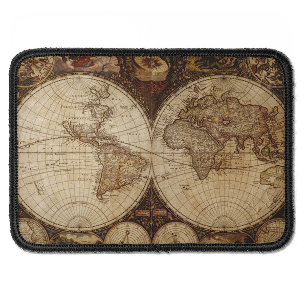 Custom Vintage World Map Iron On Rectangle Patch