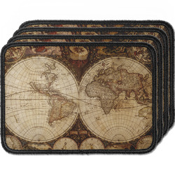 Vintage World Map Iron On Rectangle Patches - Set of 4