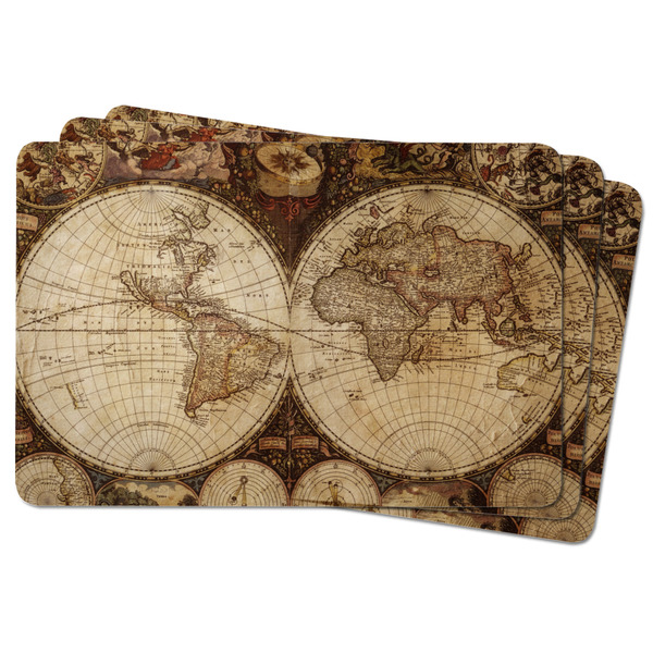 Vintage World Map Rectangular Fridge Magnet - THREE