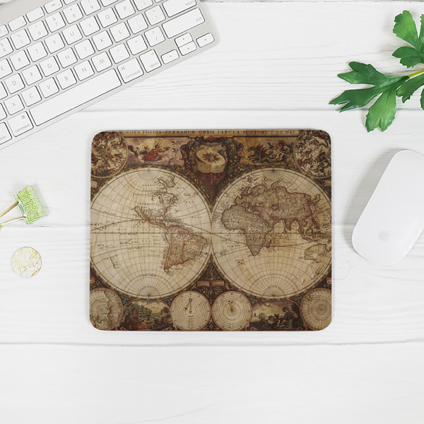 Vintage World Map Rectangular Mouse Pad - LIFESTYLE 2